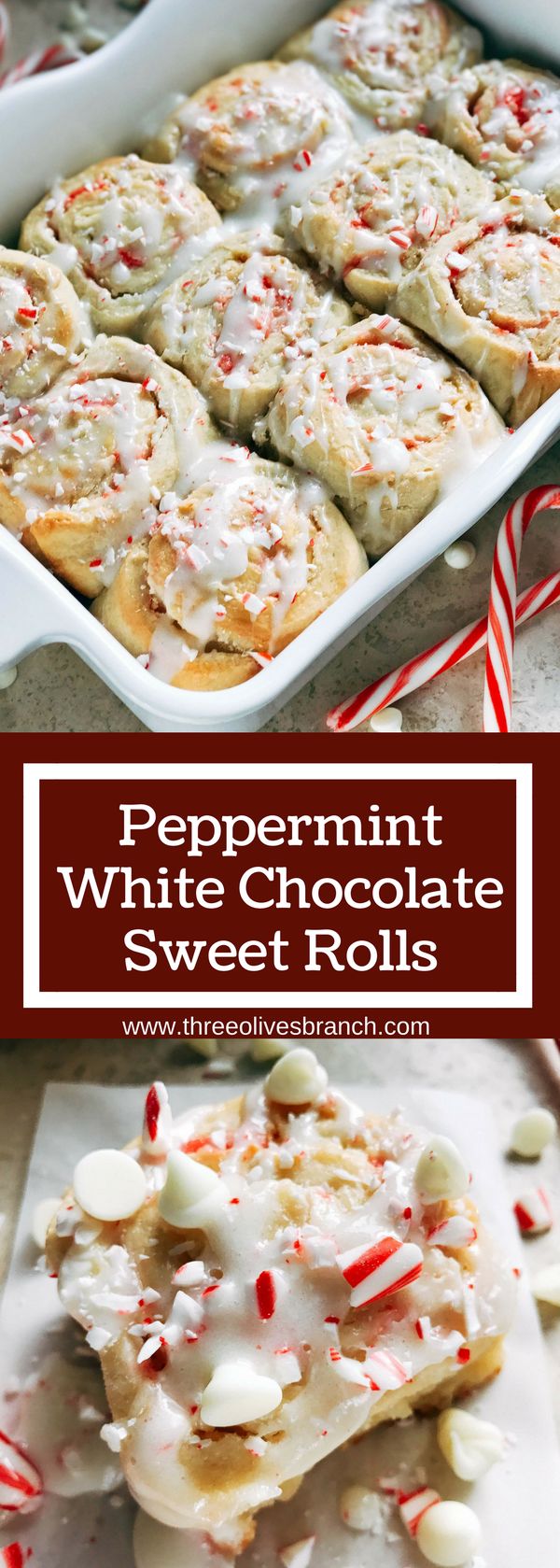 Peppermint White Chocolate Sweet Rolls