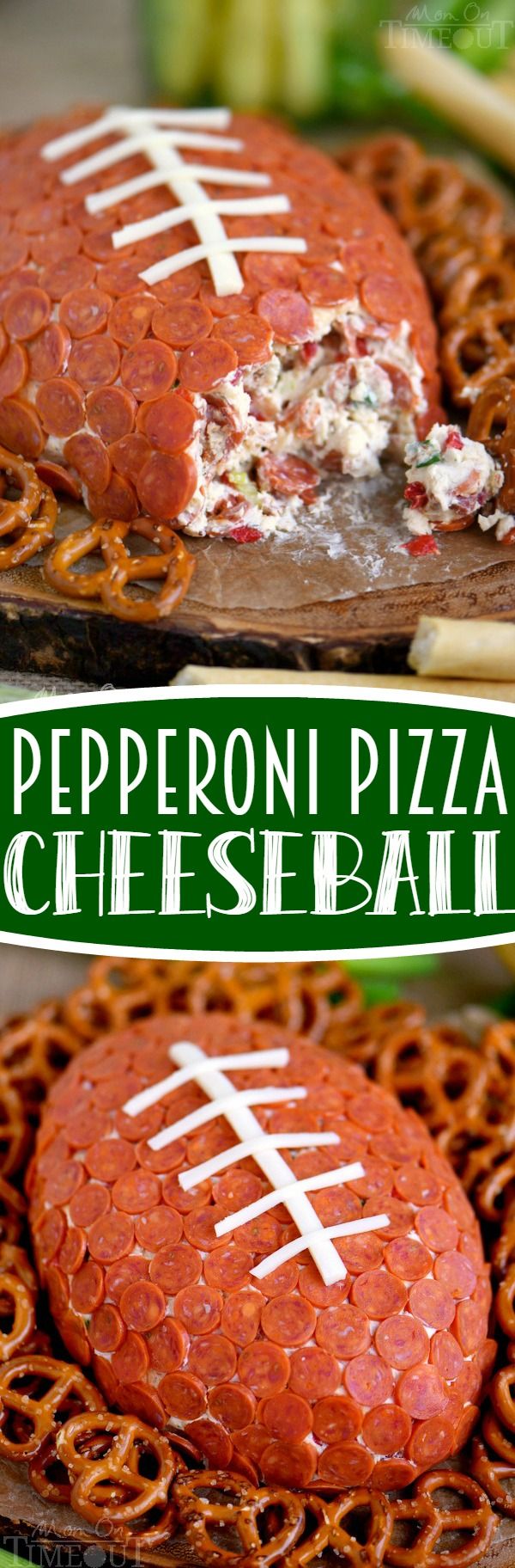 Pepperoni Pizza Football Cheese Ball