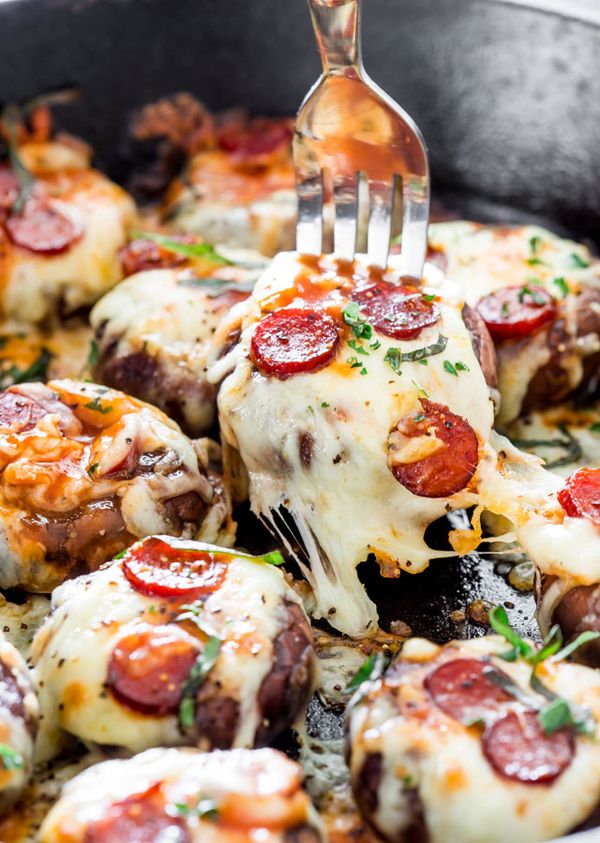 Pepperoni Pizza Stuffed Mushrooms