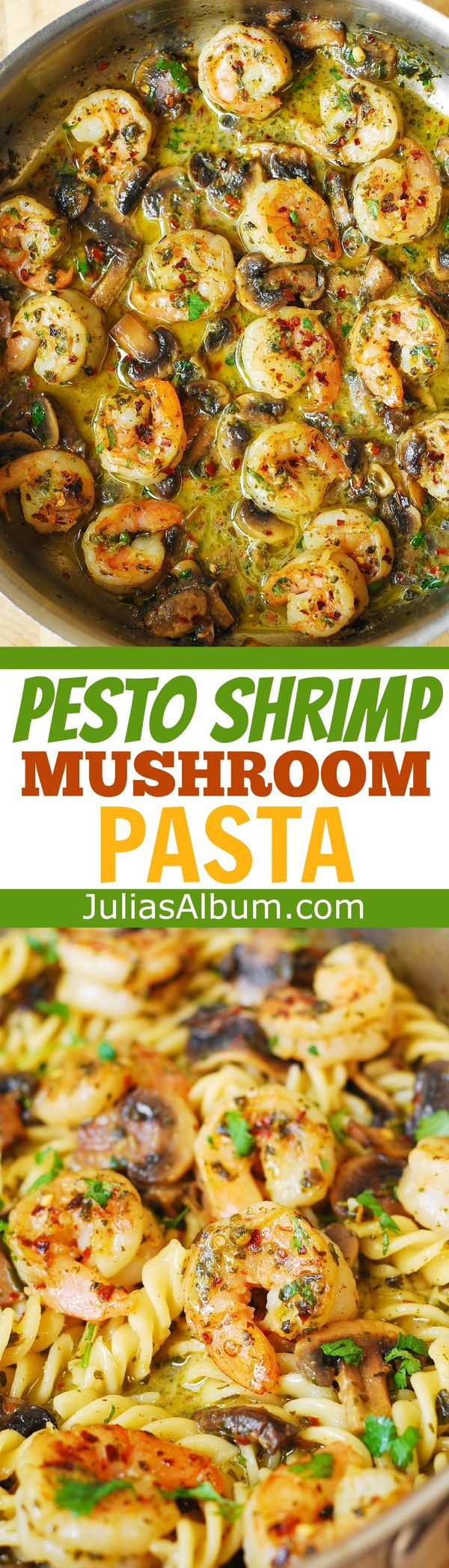 Pesto Shrimp Mushroom Pasta