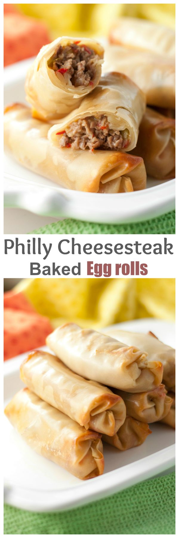 Philly Cheesesteak Baked Egg Rolls