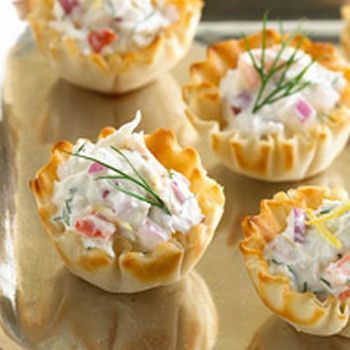 Phyllo Cup Crab Appetizers with Cream Cheese and Dill