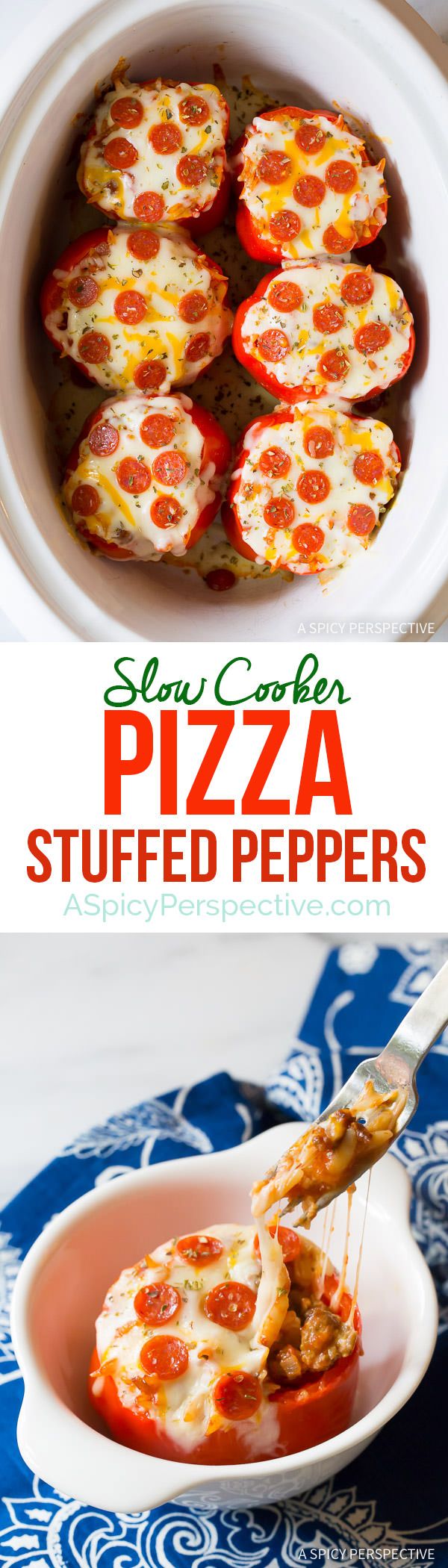 Pizza Slow Cooker Stuffed Peppers