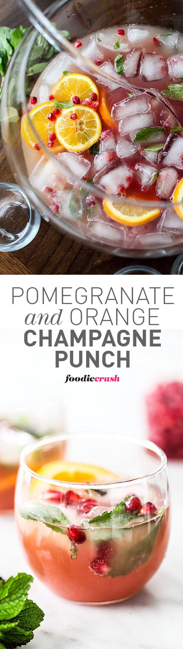 Pomegranate and Orange Champagne Punch