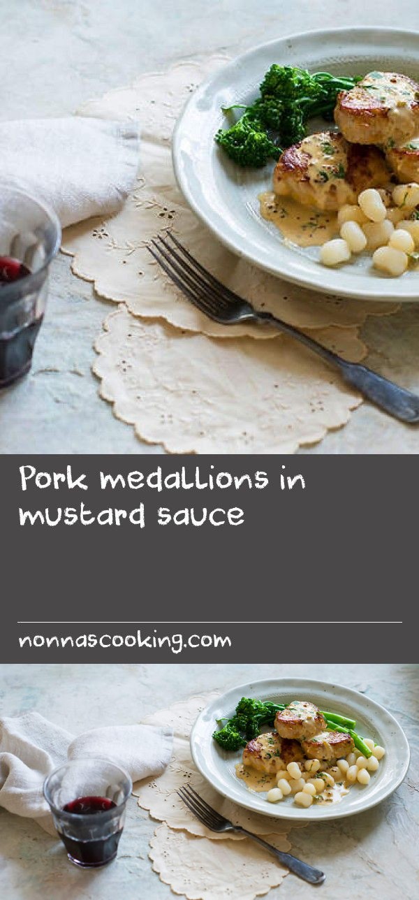 Pork medallions in mustard sauce