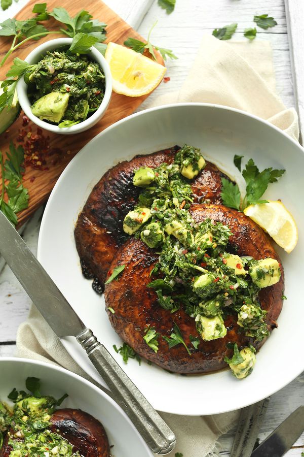 Portobello Steaks with Avocado Chimichurri