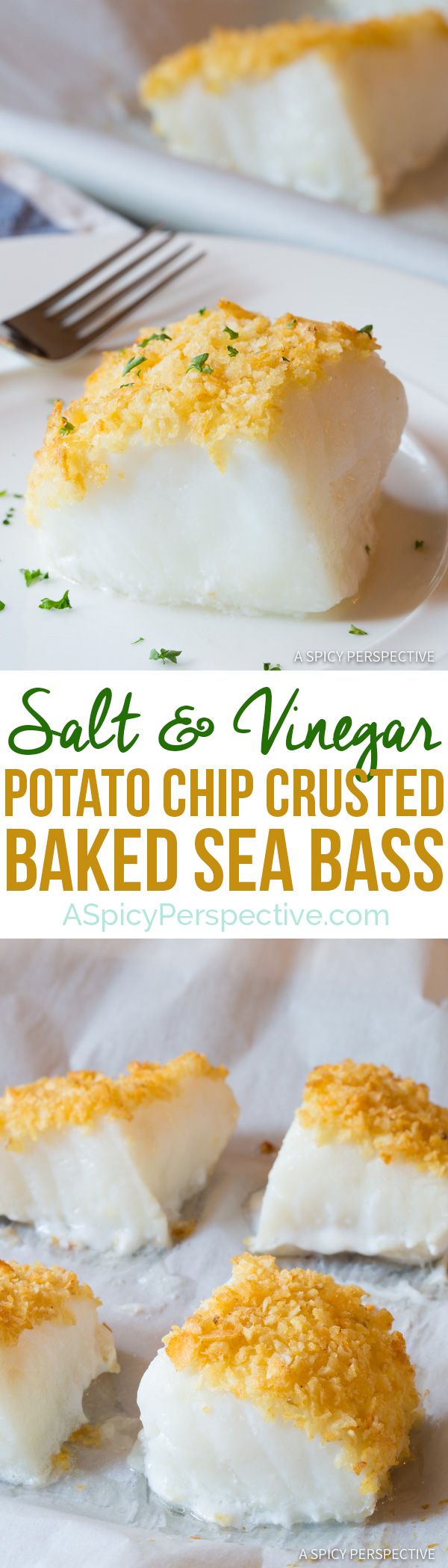 Potato Chip Crusted Baked Sea Bass