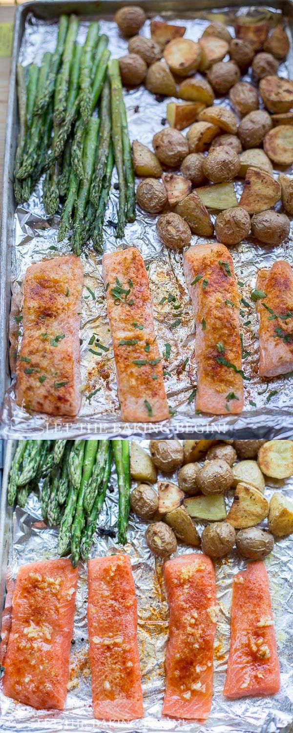 Potato Salmon and Asparagus One Pan Dinner (Clean, Easy & Delicious