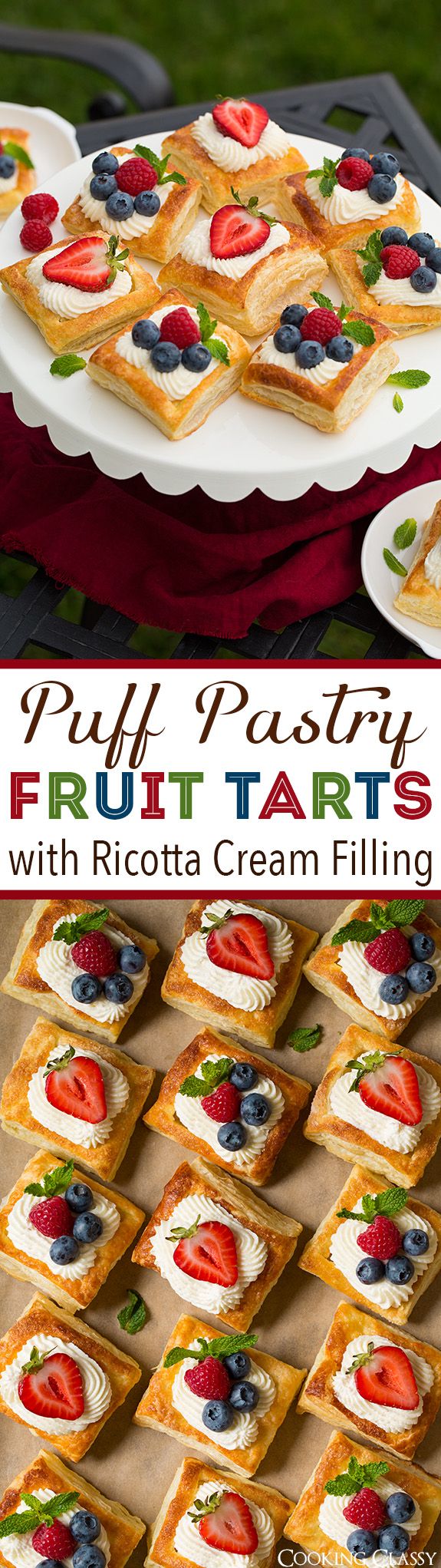 Puff Pastry Fruit Tarts with Ricotta Cream Filling