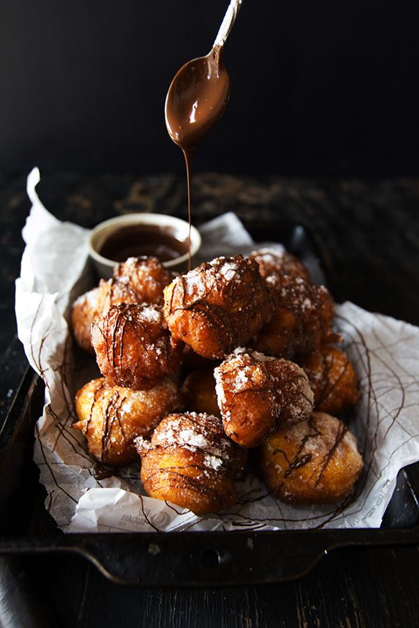 Pumpkin Doughnut Bites with Dark Chocolate Drizzle