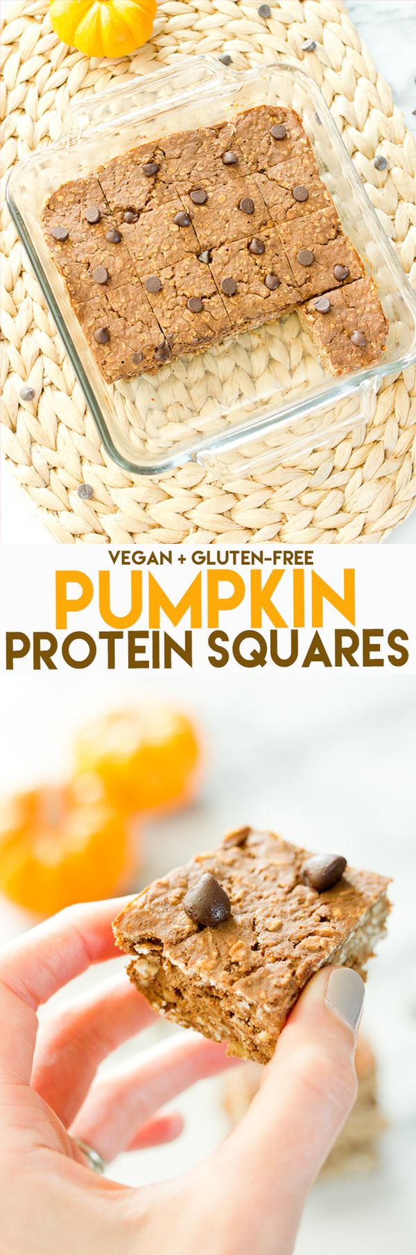 Pumpkin Protein Bars (Vegan + Gluten Free