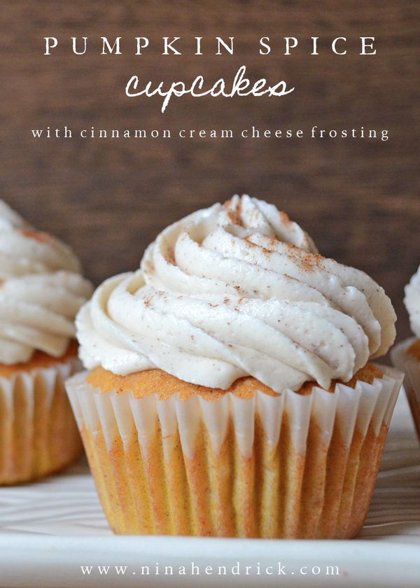 Pumpkin Spice Cupcakes with Cinnamon Cream Cheese Frosting