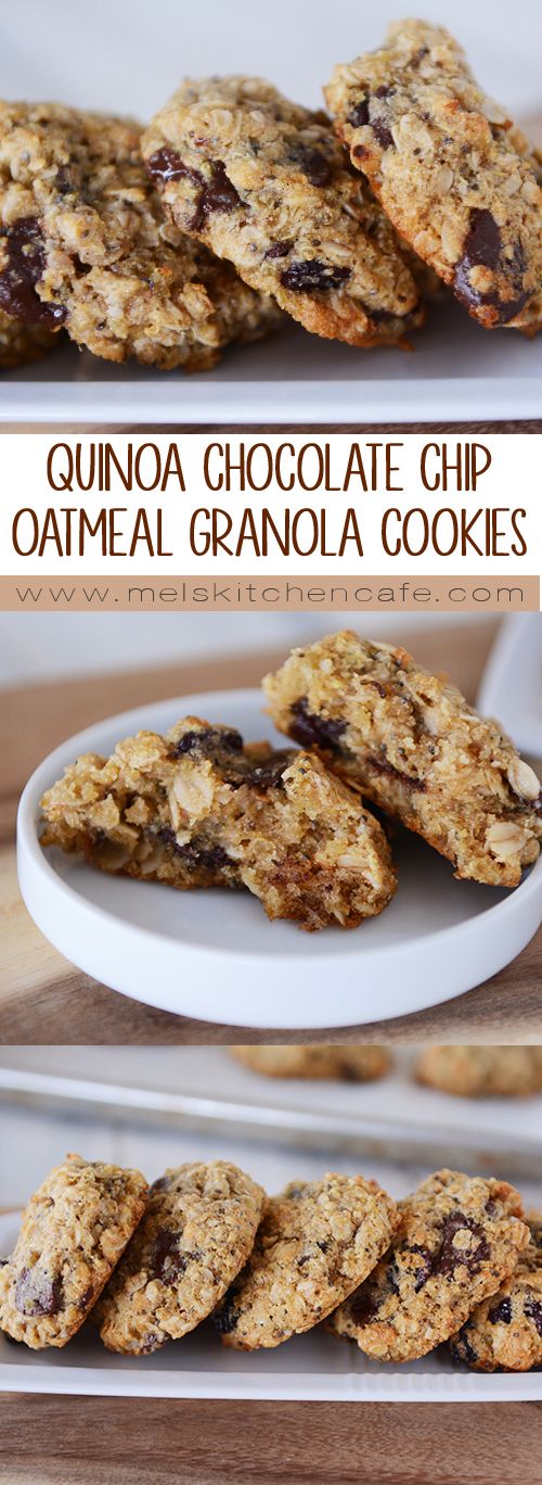 Quinoa Chocolate Chip Oatmeal Granola Cookies