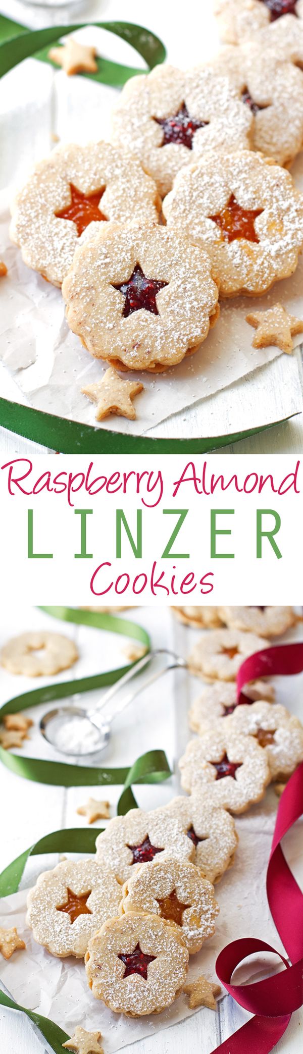 Raspberry Almond Linzer Cookies