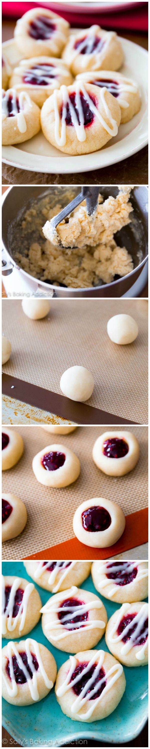 Raspberry Almond Thumbprint Cookies