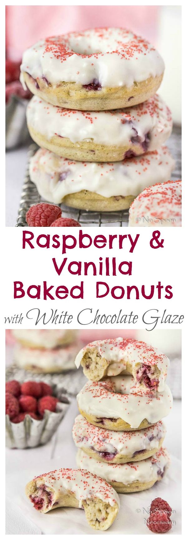 Raspberry & Vanilla Baked Donuts (with White Chocolate Glaze