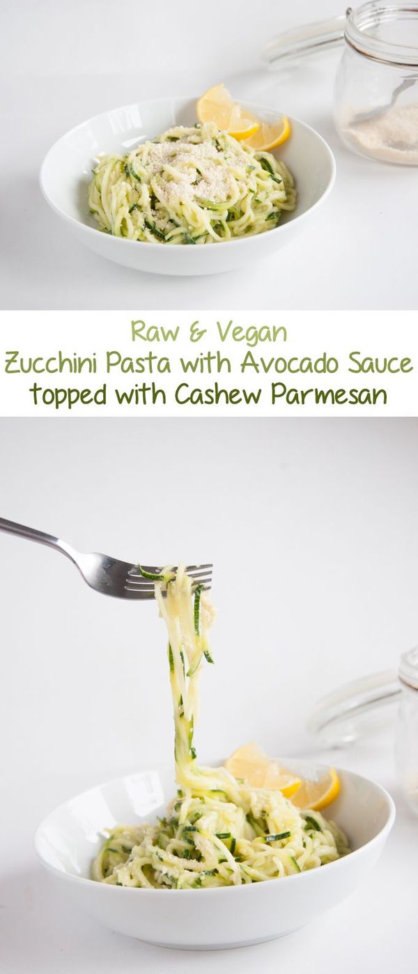 Raw & Vegan Zucchini Pasta with Avocado Sauce