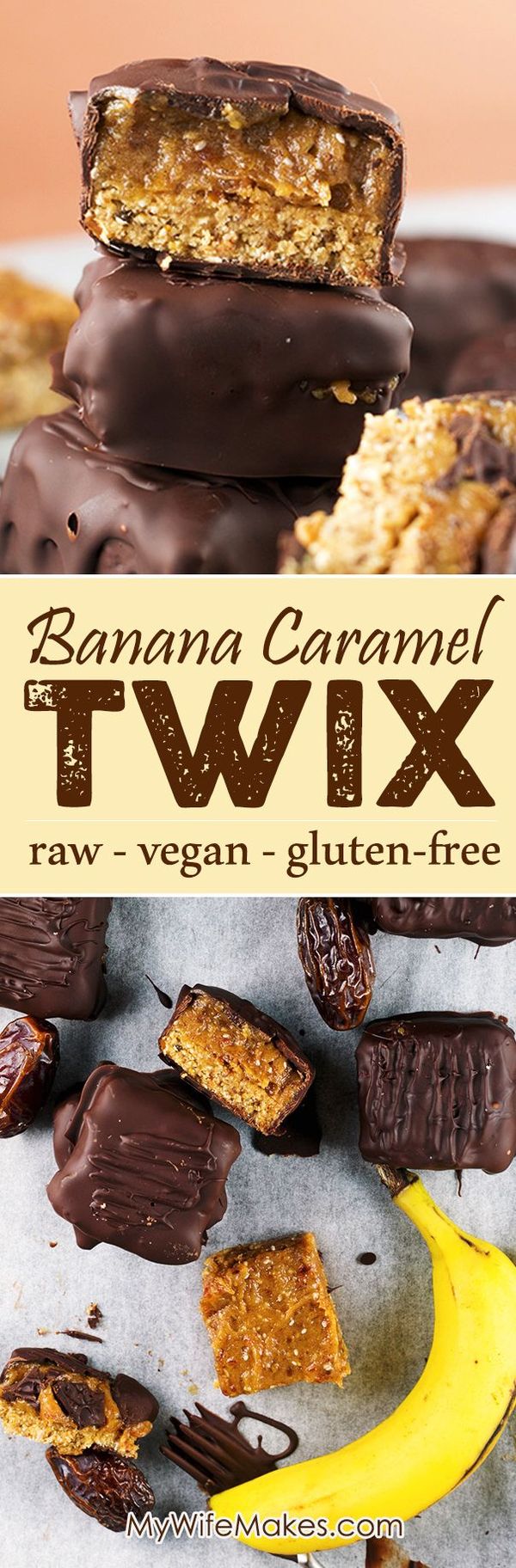 Raw Vegan Twix Bars with Banana Date Caramel