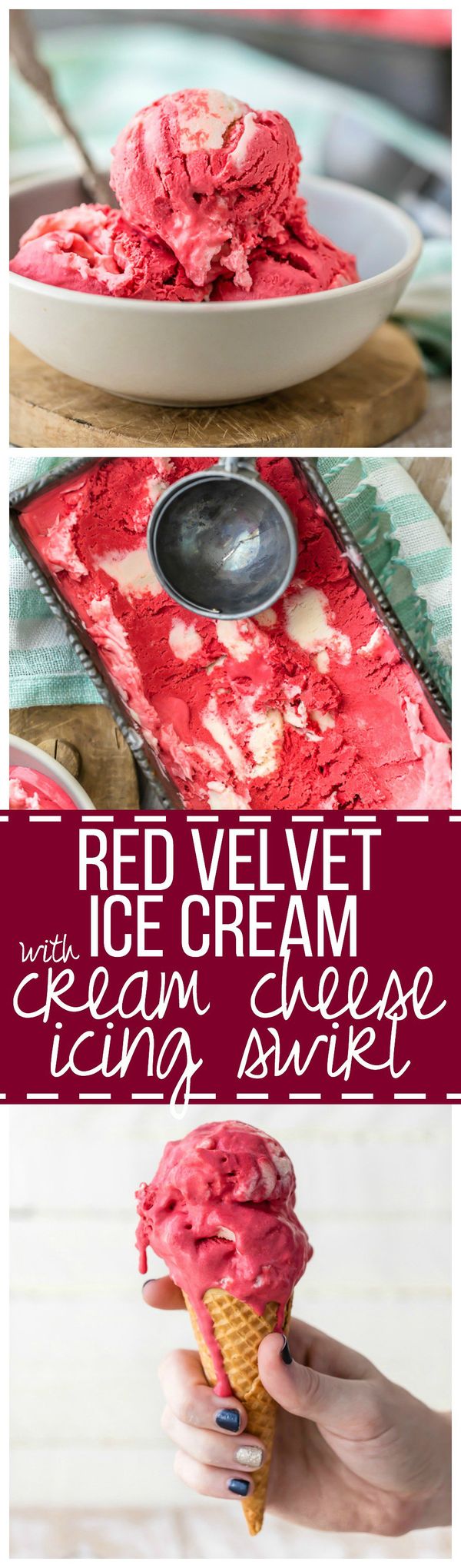 Red Velvet Ice Cream with Cream Cheese Icing Swirl