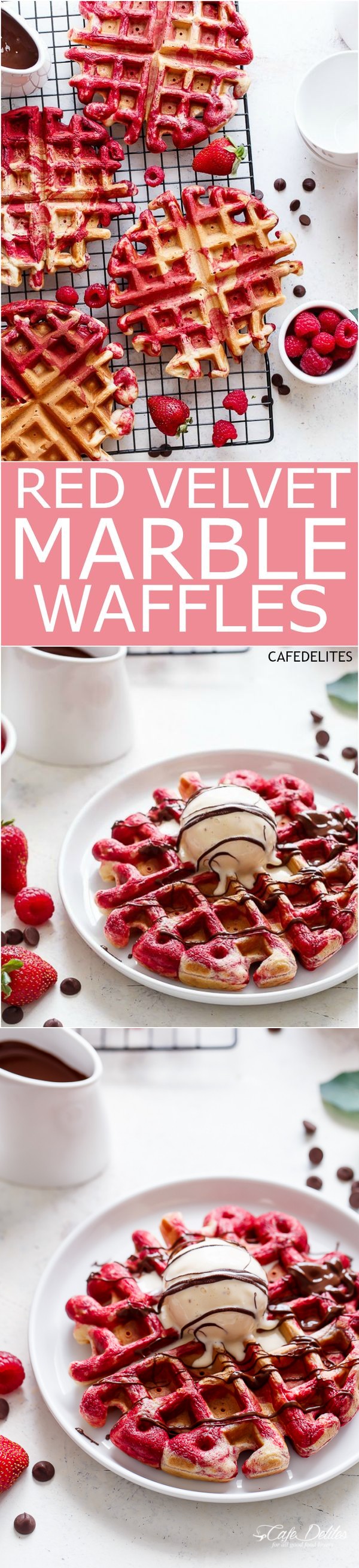 Red Velvet Marbled Waffles