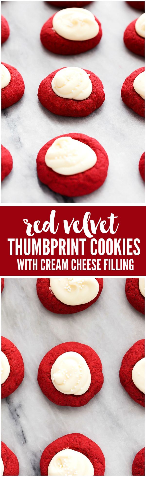 Red Velvet Thumbprint Cookies with Cream Cheese Filling