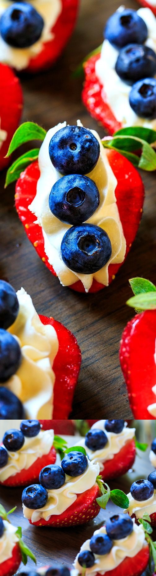 Red, White, and Blue Cheesecake Strawberries