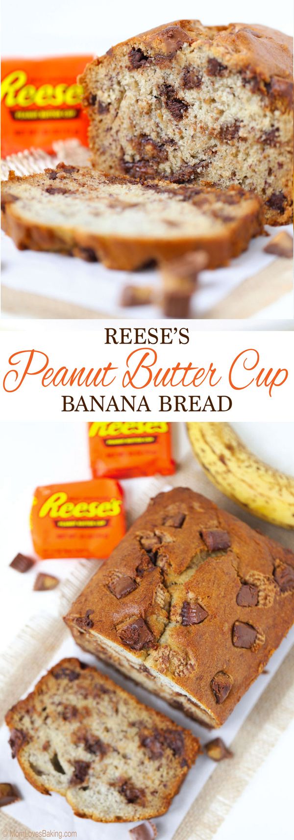 Reese's Peanut Butter Cup Banana Bread