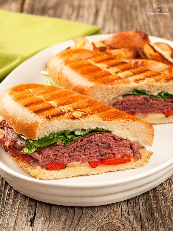 Roast Beef Panini with Garlic-Gorgonzola Mayo