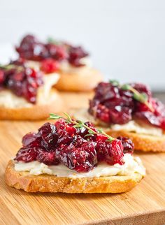 Roasted Balsamic Cranberry and Brie Crostini