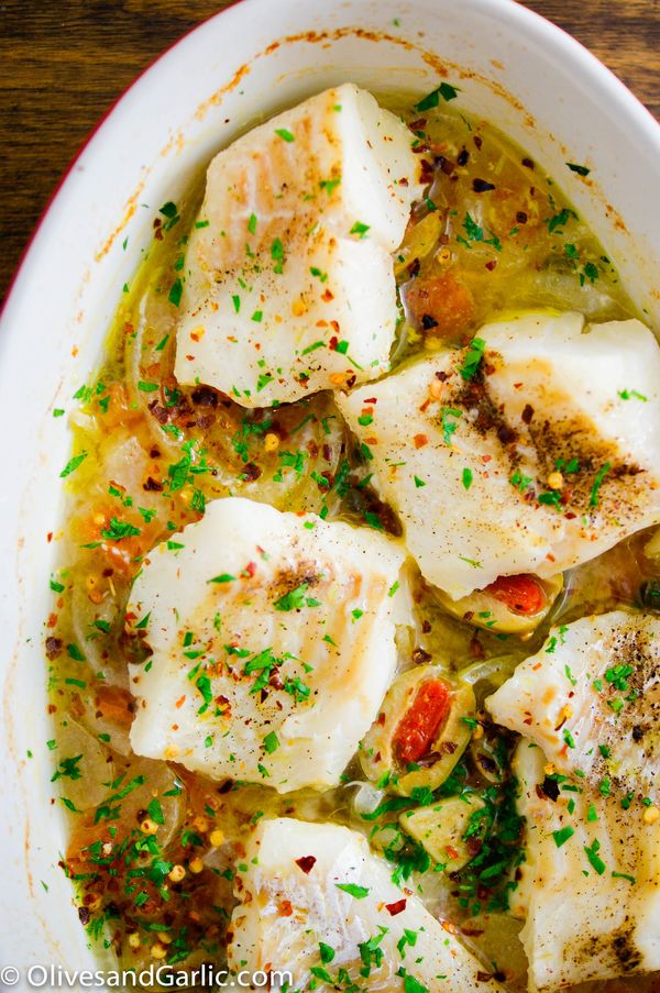 Roasted Cod with Capers & Spanish Olives