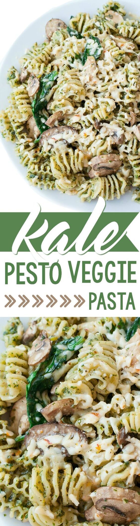 Roasted Garlic Kale Pesto and Veggie Pasta