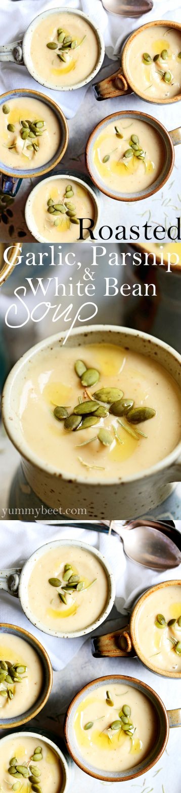 Roasted Garlic, Parsnip & White Bean Soup