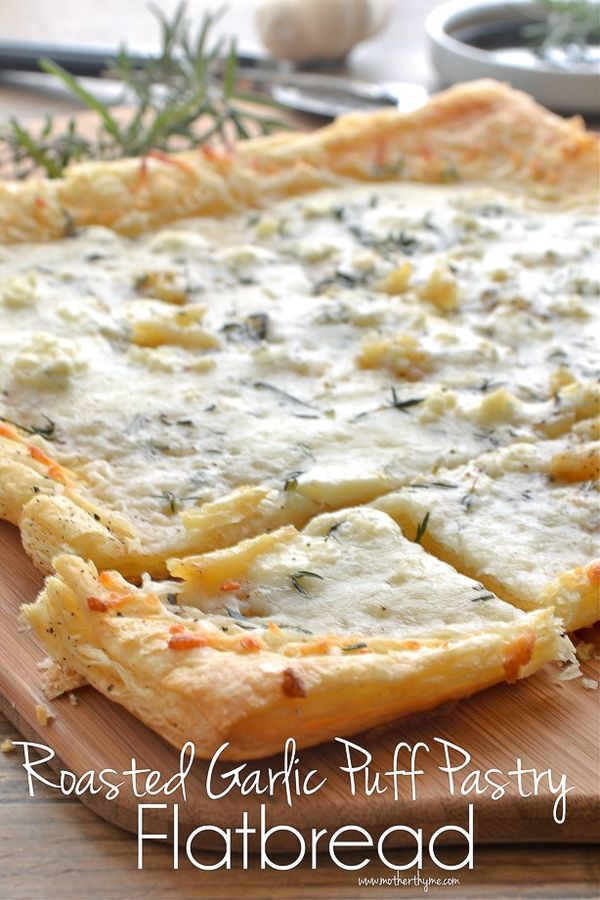 Roasted Garlic Puff Pastry Flatbread