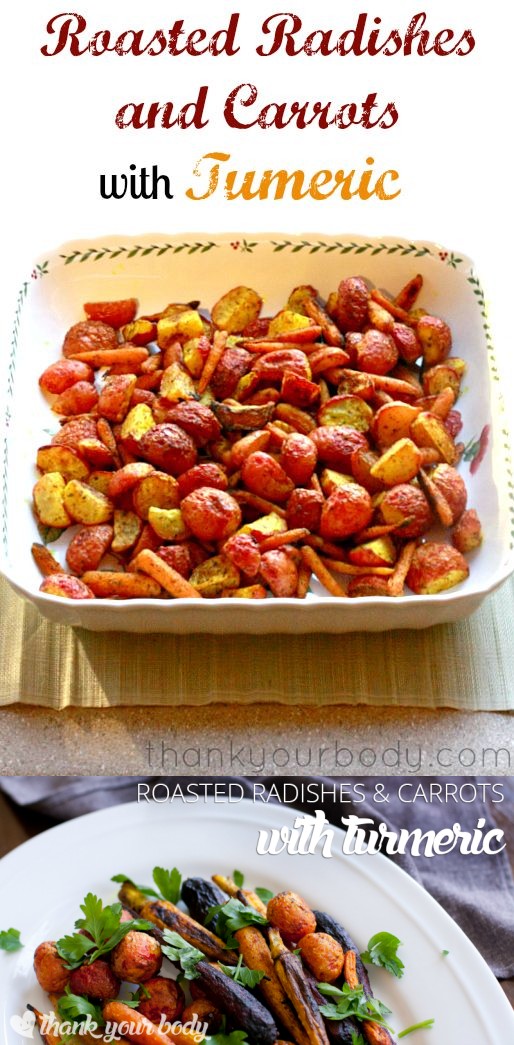 Roasted Radishes and Carrots with Turmeric