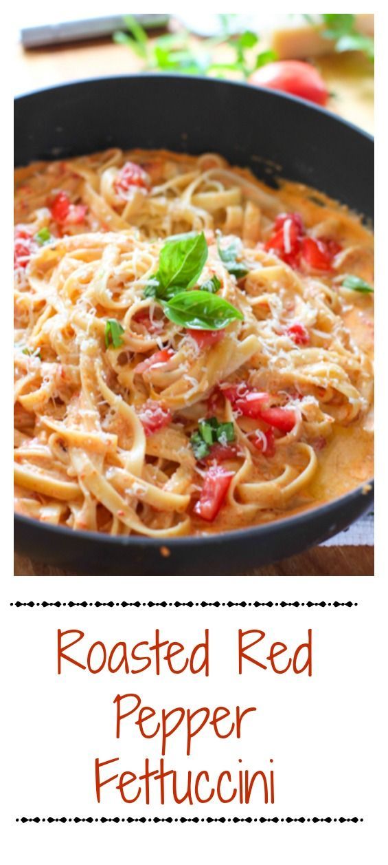 Roasted Red Pepper Fettuccini with Creamy Feta Sauce