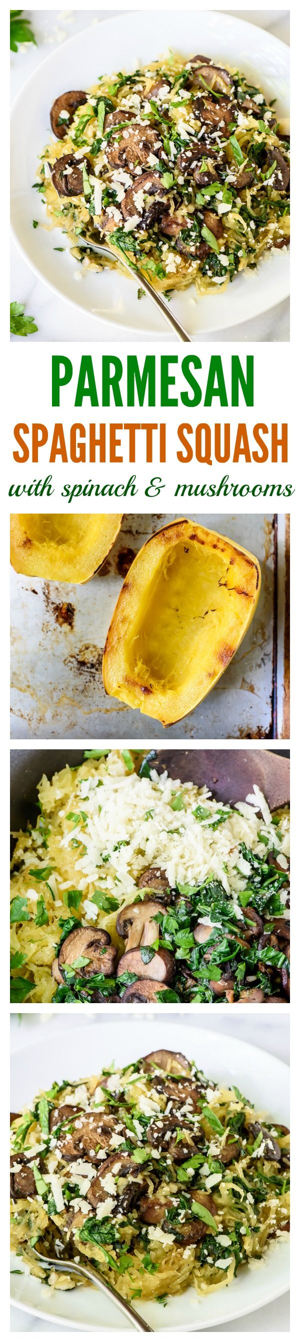 Roasted Spaghetti Squash with Parmesan and Mushrooms