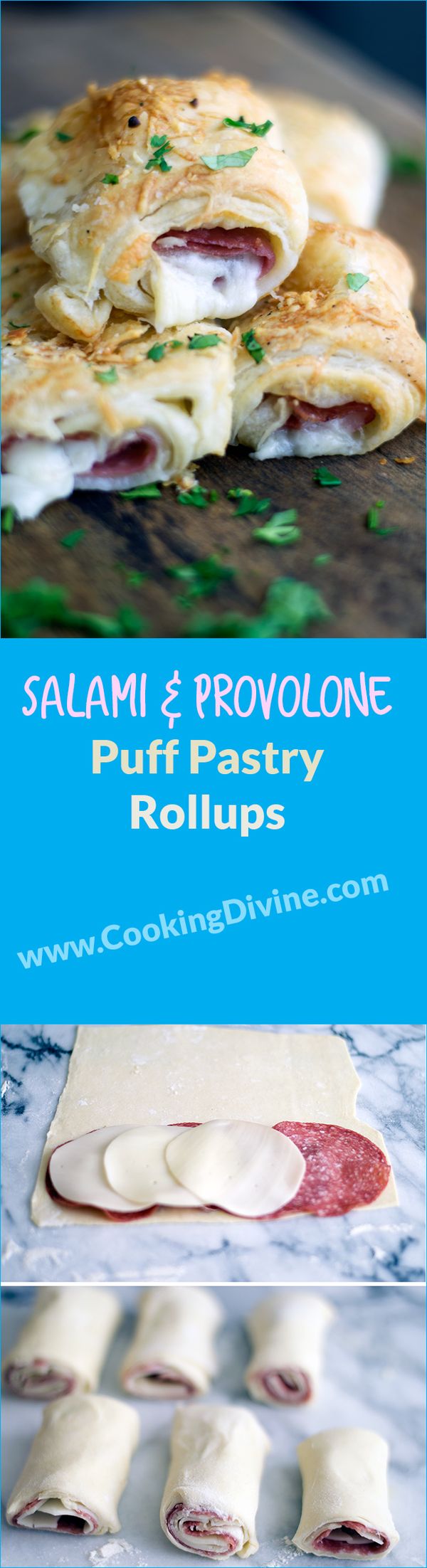 Salami and Provolone Puff Pastry Rollups