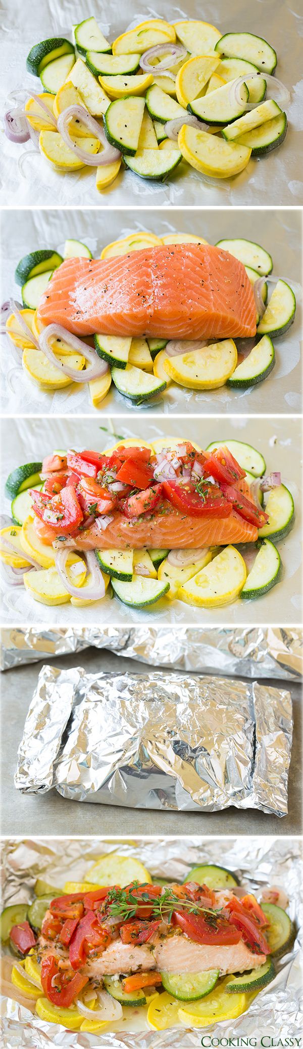 Salmon and Summer Veggies in Foil