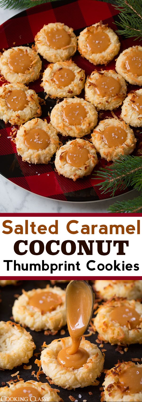 Salted Caramel Coconut Thumbprint Cookies