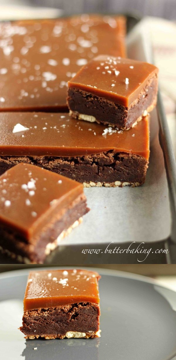 Salted caramel pretzel brownies