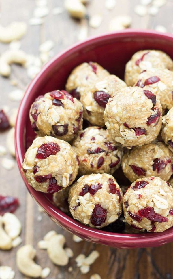 Salted Cashew Energy Bites with Cranberries