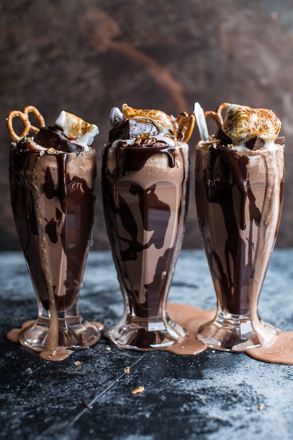 Salted Pretzel Nutella Fudge Milkshake with Malted Milk Whipped Cream