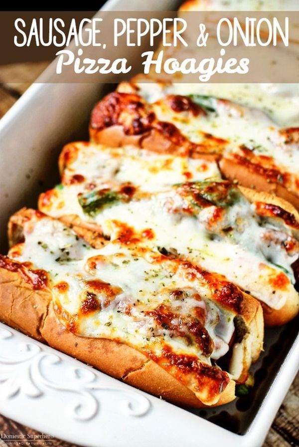 Sausage, Pepper & Onion Pizza Hoagies