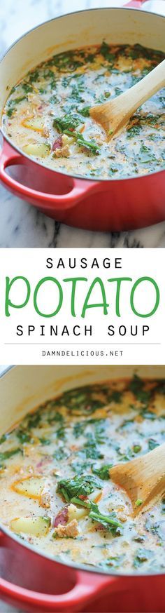 Sausage, Potato and Spinach Soup