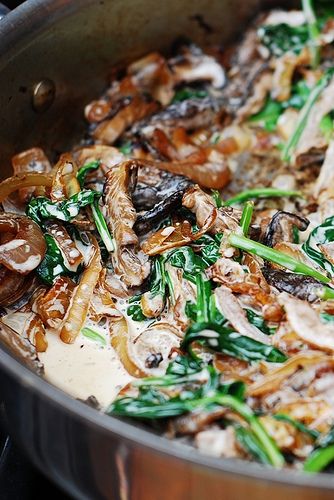 Sautéed Spinach, mushrooms, and caramelized onions