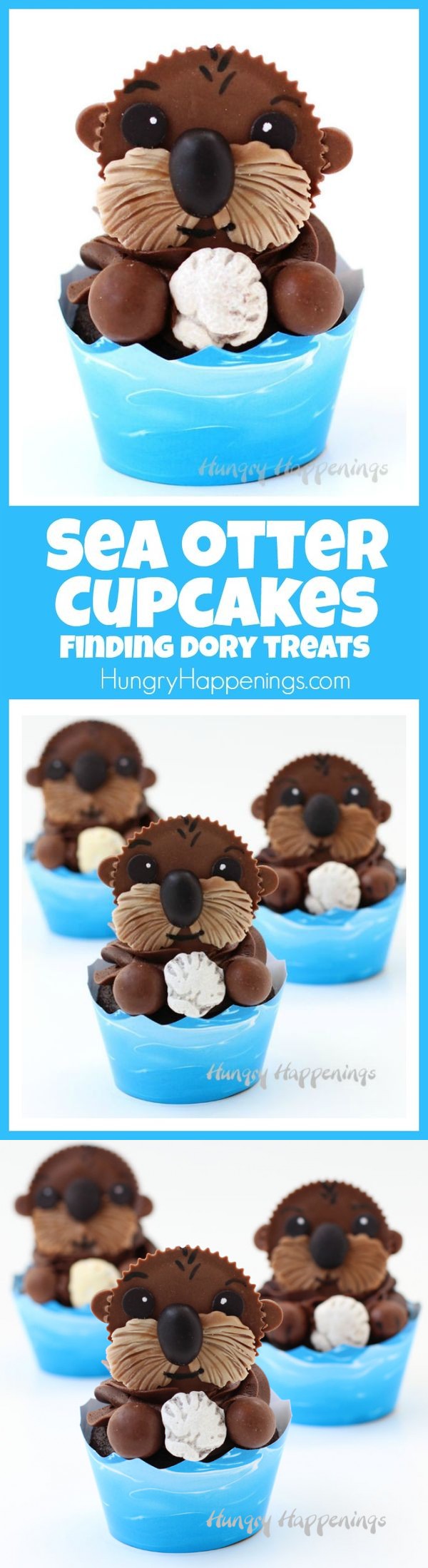 Sea Otter Cupcakes - Finding Dory Treats