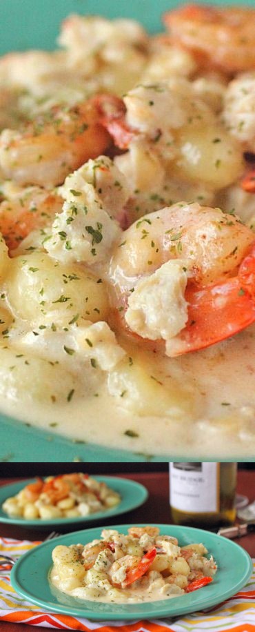 Seafood Gnocchi with White Wine Parmesan Sauce