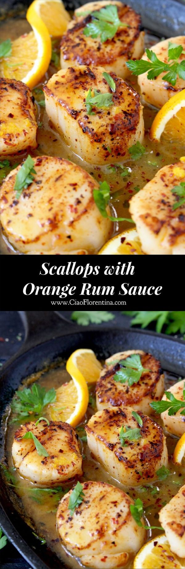 Seared Scallops Recipe with Orange Rum Sauce