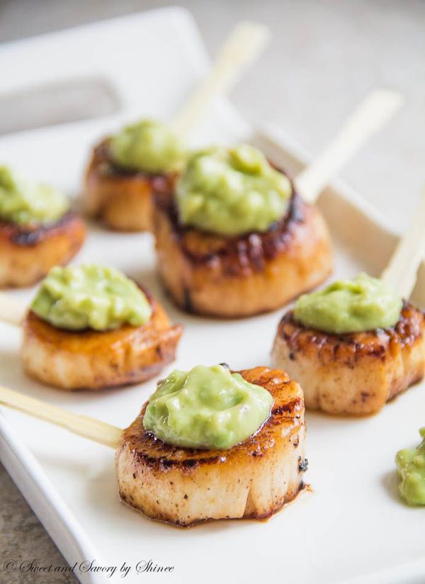 Seared Scallops with Honey Dijon Avocado Sauce