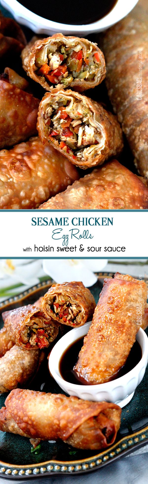 Sesame Chicken Egg Rolls with Hoisin Sweet and Sour Sauce #MCSkilletSauce